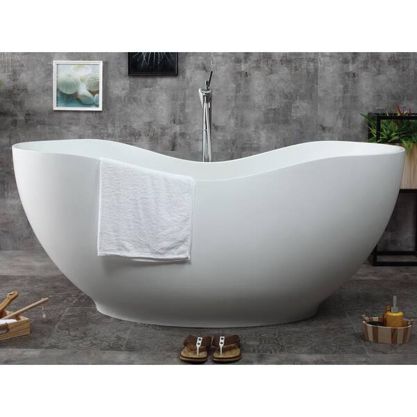 ALFI BRAND 66 in. Stone Resin Flatbottom Bathtub in Matte White AB9949 -  The Home Depot