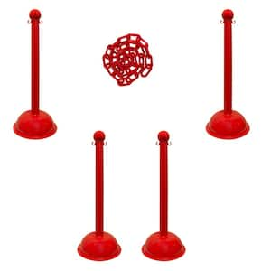 Heavy-Duty Stanchion and Chain Kit in Red