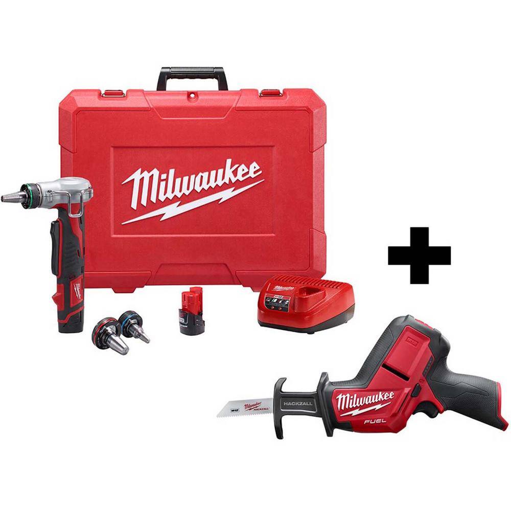 Milwaukee M12 12-Volt Lithium-Ion Cordless ProPEX Expansion Tool Kit with M12 FUEL HACKZALL Reciprocating Saw -  2432-22-2H