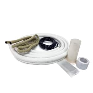 1/4 in. x 3/8 in. x 25 ft. Universal Ductless Mini Split Pipe Assembly with White PE Insulation and Communication Cable