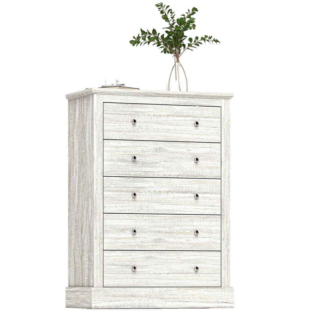 White Oak 5 Drawer 31.1 in. Dresser