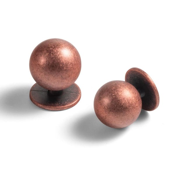 12-Pack 1-9/64 in. (29mm) Sleek Round Antique Copper Zinc Alloy Ball Cabinet Knobs