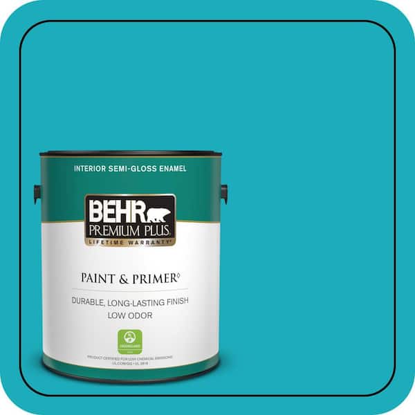 BEHR PREMIUM PLUS 1 gal. #P470-5 Placid Sea Semi-Gloss Enamel Low Odor Interior Paint & Primer