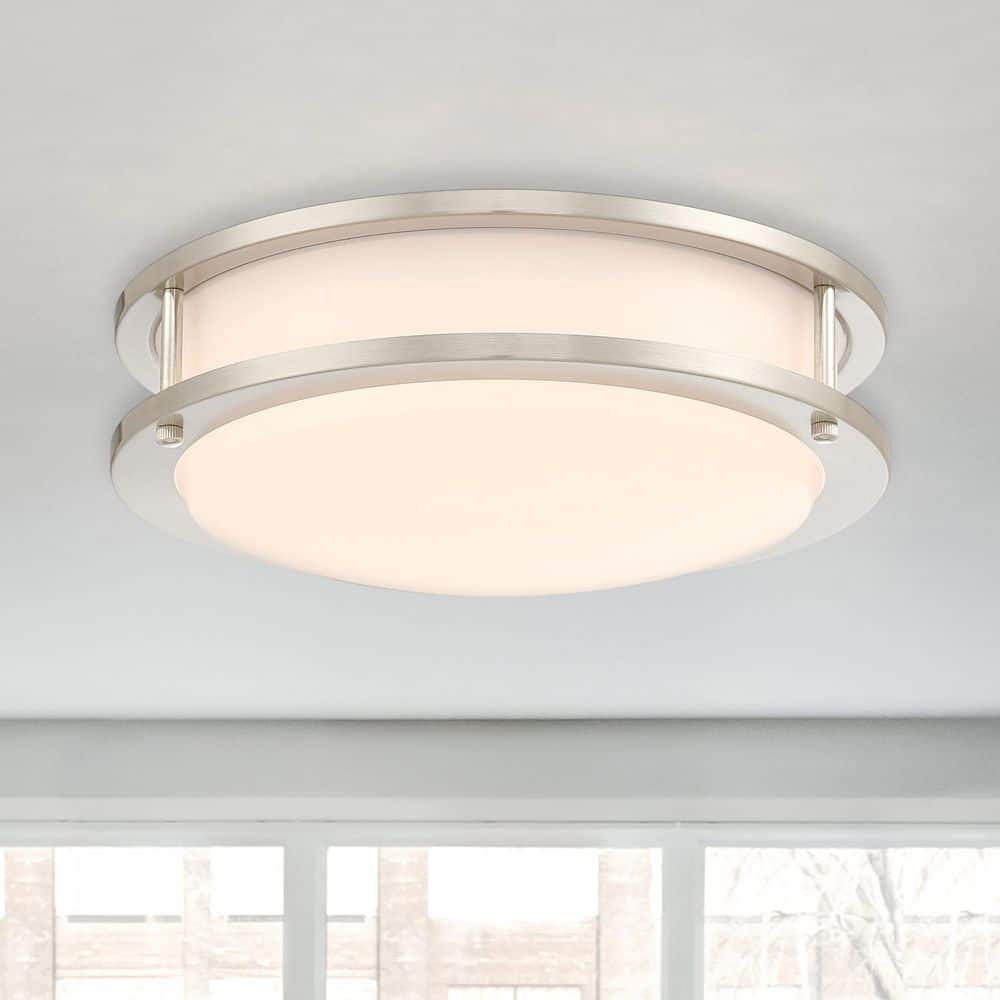 DC Series 12 in. Modern Brushed Nickel Selectable 5 CCT Integrated LED Flush Mount for Bedrooms, 2-Pack price history on PriceWatchPro