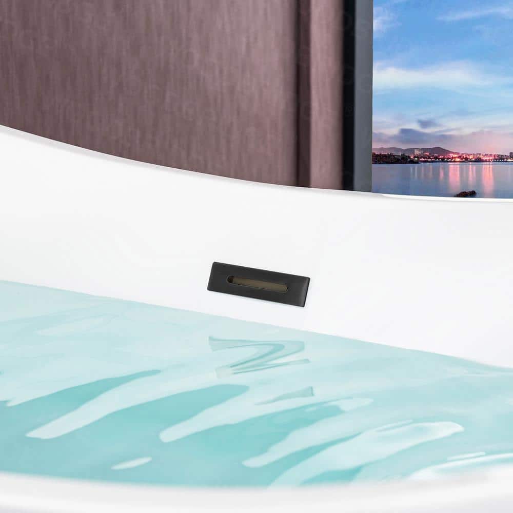 67-Inch White Acrylic Double Slipper Freestanding Bathtub