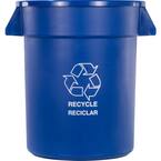 Bronco 20 Gal. Blue Imprinted Recycle Trash Can (6-Pack)