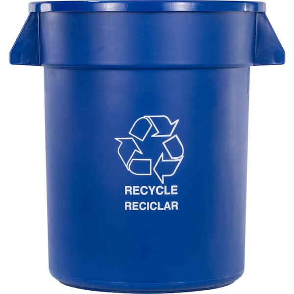 Carlisle Bronco 20 Gal. Blue Imprinted Recycle Trash Can (6-Pack)