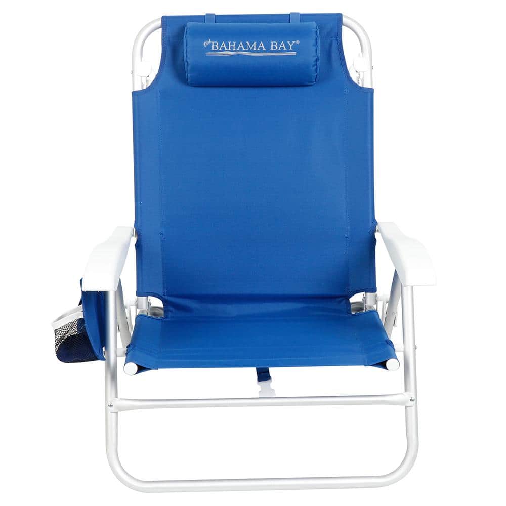 Reclining Aluminum Backpack Beach Chair in Blue