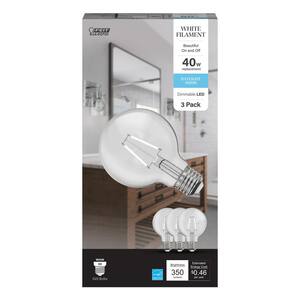40-Watt Equivalent G25 Dimmable White Filament CEC Clear Glass LED Globe Light Bulb, Daylight 5000K (3-Pack)