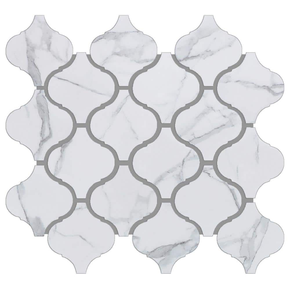 Porcetile White Cararra 9.69 in. x 11.03 in. Matte Porcelain Mosaic Tile Sample price history on PriceWatchPro