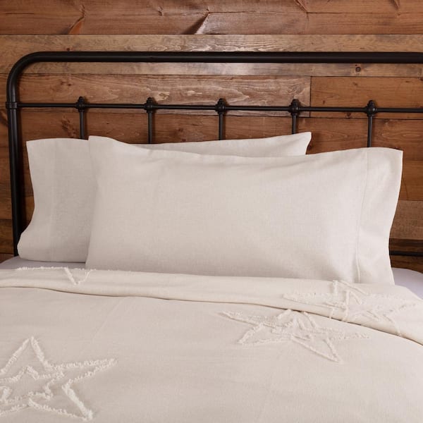 VHC BRANDS Burlap Antique White Farmhouse Cotton King Pillowcase Set of 2