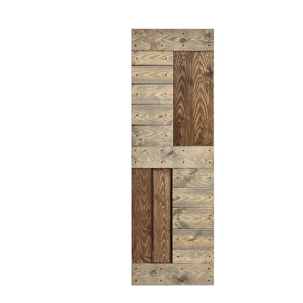 COAST SEQUOIA INC Coast Sequoia S Series Embossing 24 in. x 84 in. Dark Walnut/Aged Barrel DIY Knotty Wood Sliding Door Slab