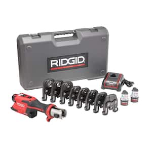 RP 251 Stainless Steel Press Tool Kit Includes 8-RLS Jaws (1/4 in. - 1-3/8 in.), 2-12V Batteries, Charger Plus Case