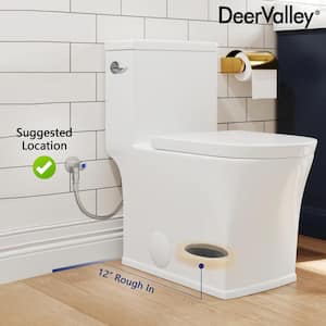 1-Piece 1.3 GPF Single Flush Elongated Toilet Comfort Height in White with Left Hand Trip Lever, Seat Included