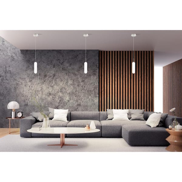 Modern 10-Watt 700 Lumens White LED Cylinder Pendant Light w/ Single Bulb Glass Fixture, 3000K Adjustable Light
