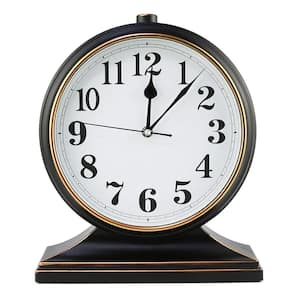 Desk Clock Silent European Style Retro 10 in. Dial Easy to Read for Living Room and Bedroom, Black