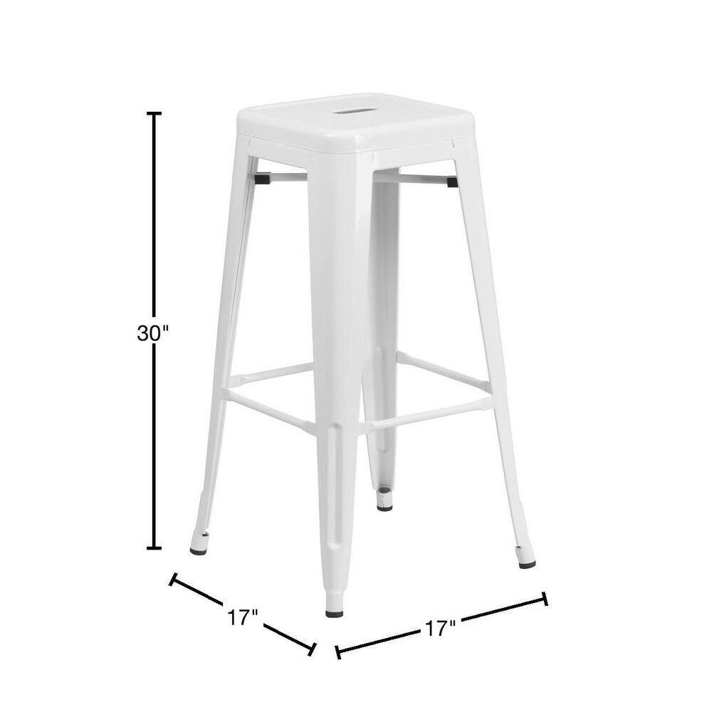 Modern Industrial 30" White Galvanized Steel Barstool