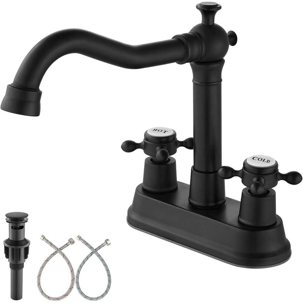 4 in. Centerset Double Handle High Arc Bathroom Faucet with Ceramic Cover w