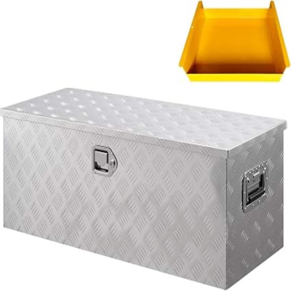 "36""x15""x15"" Silver Aluminum Truck Bed Tool Box, Weatherproof Diamond Plate Storage Chest with Gas Strut, One Yellow Box" price history on PriceWatchPro
