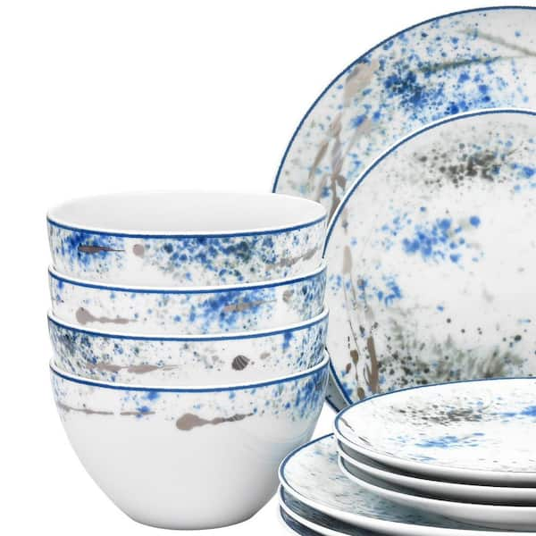 Noritake Blue Nebula (Blue) Porcelain 12-Piece Dinnerware Set, Service for 4  1721-12E - The Home Depot