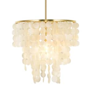 Aichas 1-Light White Capiz Style Shell Chandelier with Shell Shade