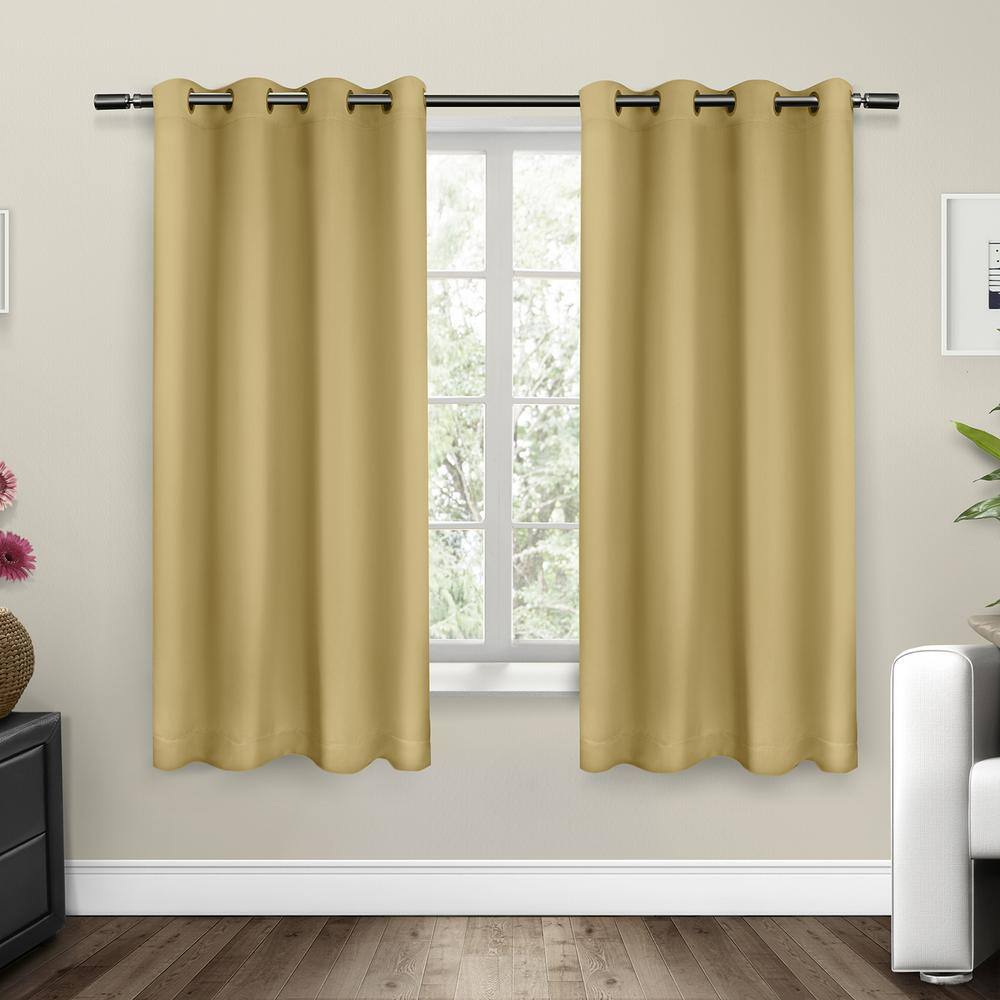 Sateen Sundress Yellow Solid Woven Room Darkening Grommet Top Curtain, 52 in. W x 63 in. L (Set of 2) price history on PriceWatchPro