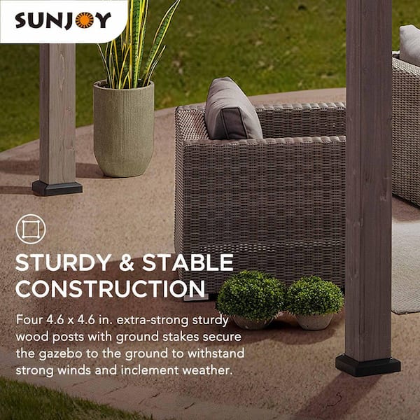 Sunjoy Archwood 13 ft. x 15 ft. Outdoor Patio Cedar Framed