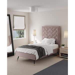 Crosby Modern Pink Velvet Upholstered Wood Frame Twin Platform Bed