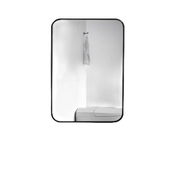 OLUMAT 24 in. W x 30 in. H Rectangular Framed Wall Bathroom Vanity Mirror in Black