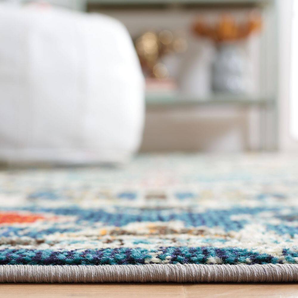 Madison Blue and Beige Geometric Area Rug 3' x 5'