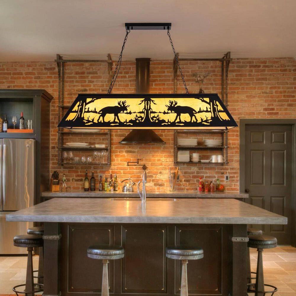 58 in. 5-Light Black Farmhouse Chandelier Kitchen Island Light Hanging Light Fixture for Living Room price history on PriceWatchPro