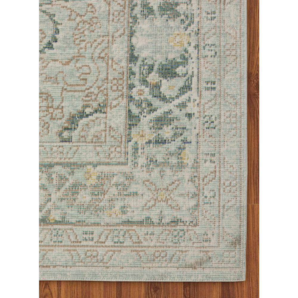 Sea Green Medallion Polyester Rectangular Area Rug 5'3" x 7'3"