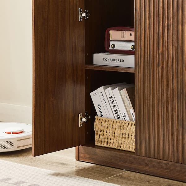 1 2 3 4 WOOD SHELF WALNUT 4点セット 新品 Seafuloy 59 in. W Walnut Finish Wavy TV Stand Fits TVs up to 60 in