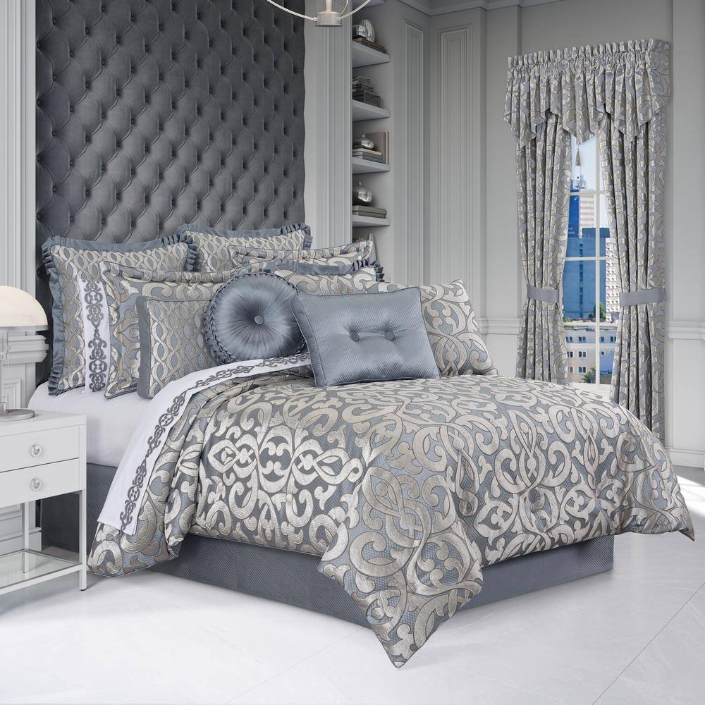 Sterling Silver Damask 20" Square Decorative Throw Pillow
