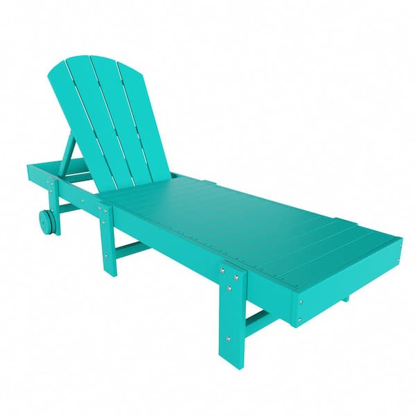 WESTIN OUTDOOR Laguna Turquoise HDPE Plastic Outdoor Adjustable Adirondack Chaise Lounger With Wheels