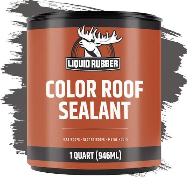 Liquid Rubber Color Roof Sealant-Elastomeric Roof Coating for Flat and Metal Roofs Quart (0.96 L) Dark Gray 128 oz.