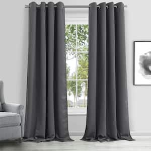 Hamden Solid Charcoal 3D Textured Designed 54 in. W x 84 in. L Blackout Single Window Curtain