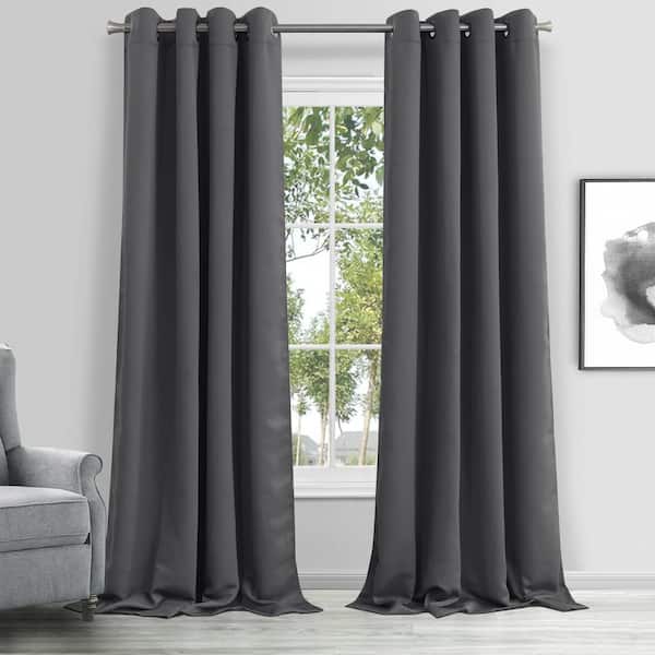 Dainty Home Hamden Solid Charcoal 3D Textured Designed 54 in. W x 84 in. L Blackout Single Window Curtain