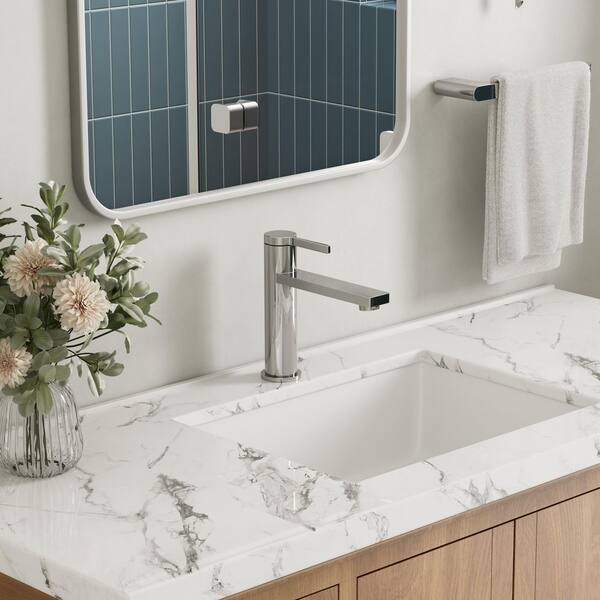 TINIAN Single Hole Single Handle Bathroom Faucet with Pop-up Drain in Polished Chrome