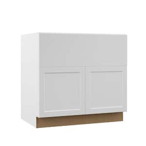 Designer Series Melvern Assembled 36x34.5x23.75 in. Farmhouse Apron-Front Sink Base Kitchen Cabinet in White