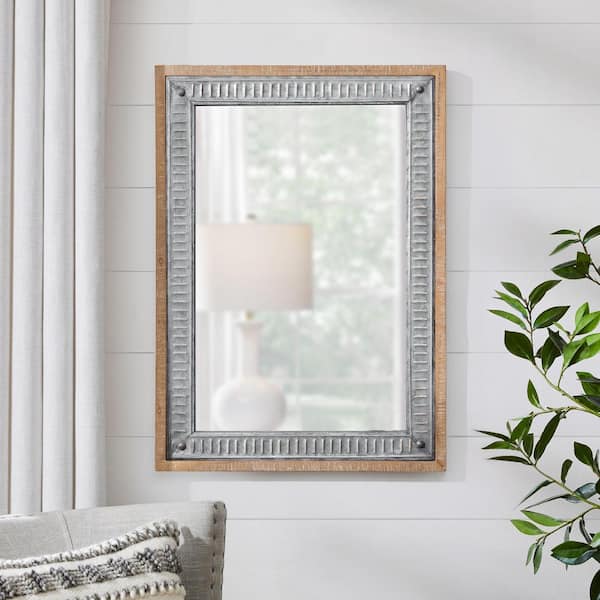 Home Decorators Collection Small Rectangle Galvanized Antiqued Farmhouse Accent Mirror (20 in. H x 28 in. W)