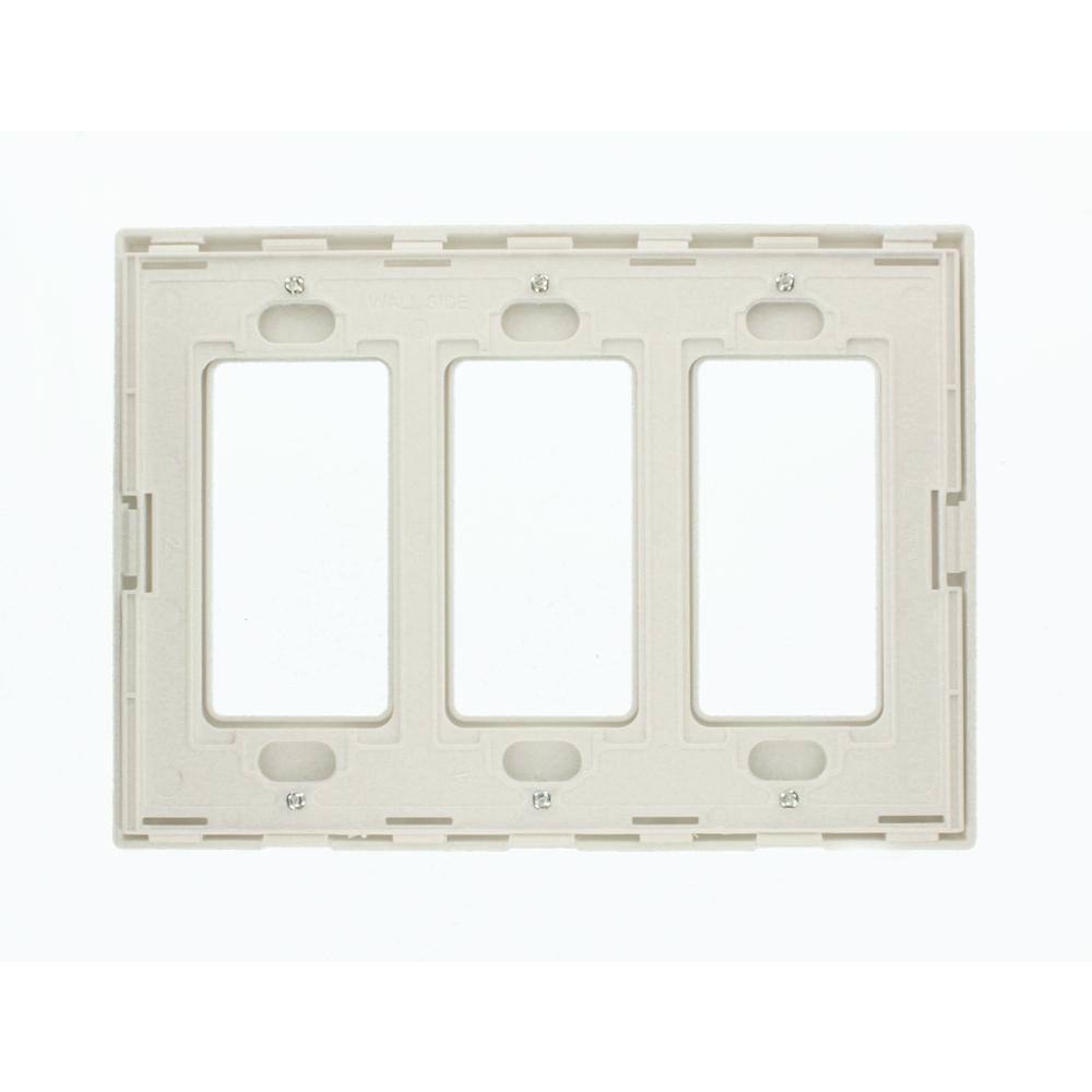 Leviton Light Gray 3-Gang Polycarbonate Screwless Wall Plate