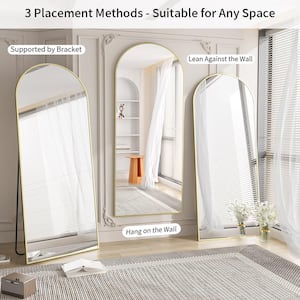 70 in. H x 30 in. W Classic Arched Gold Aluminum Alloy Framed Full Length Mirror Standing Floor Mirror