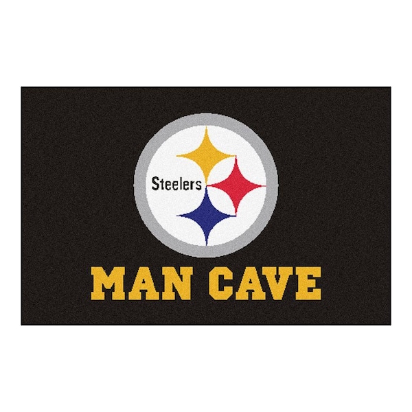 FANMATS NFL Pittsburgh Steelers Black Man Cave 2 ft. x 3 ft. Area Rug