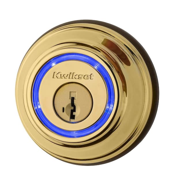 Kwikset Kevo 2nd Gen Lifetime Polished Brass Single Cylinder Touch-to-Open Bluetooth Smart Lock Deadbolt Multi Device Friendly