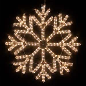 24 in. 380-Light LED Warm White 40 Point Hanging Snowflake Decor