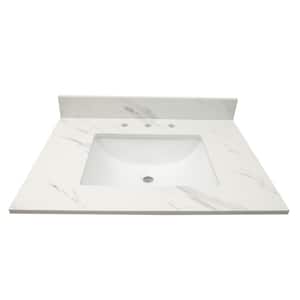 Calacatta Lumas 37 in. W x 22 in. D Engineered Marble Vanity Top in White with White Rectangle Single Sink