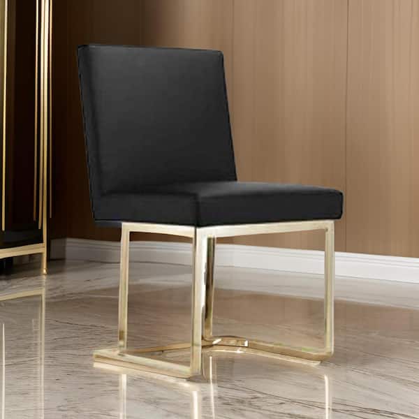 26 in. Black and Gold Low Back Metal Frame Bar Stool with Faux Leather Seat