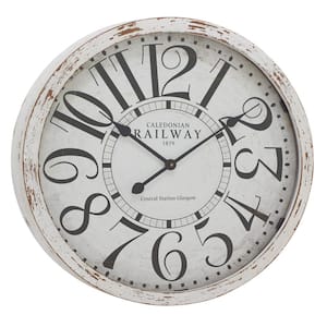 24 in. x 24 in. White Wooden Wall Clock
