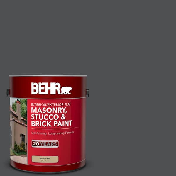1 gal. #PPU26-01 Satin Black Flat Masonry, Stucco and Brick Interior/Exterior Paint